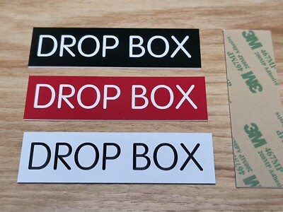 Engraved 1'' x 3.5'' DROP BOX Plate  with Adhesive Backing / Plaque Label Sign