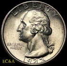 1932 WASHINGTON QUARTER FIRST YEAR ISSUE SUPERB GEM, SCARCE THIS NICE!  (WQ144)