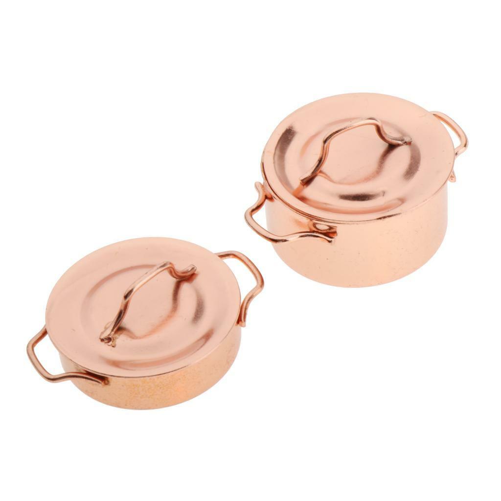Puppenhaus-Zubehör Küchenset – 3 Pfannen & 1 Topf Mit Deckel Aus Kupfer, Maßstab 1:12, Für Puppenküche & Miniatur-Deko