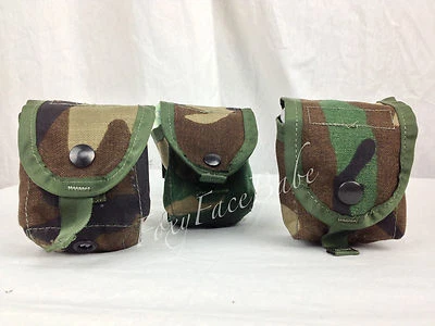 SPECIALTY DEFENSE SYSTEMS LOT OF 3 - USGI Military Woodland Camo MOLLE II Multipurpose Grenade Pouches EUC