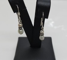Vintage Sterling Silver Gray Pearl Earrings Pierced Marked 925 Drop Dangle 1"