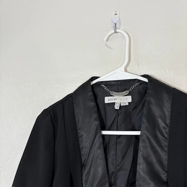 Blazer See By Chloe Mujer 4 Mezcla de Lana Satén Solapa Botón Único Italia Chaqueta Foto 2 de 4