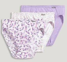 New Jockey Women's size 6 Underwear Elance Cotton French Cut 3 Pack Purple Dot