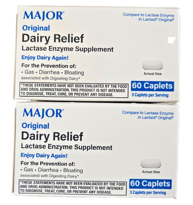 Dairy Relief LACTASE ENZYME 3000 for Lactose Intolerance 60ct ( 2 pack ) --