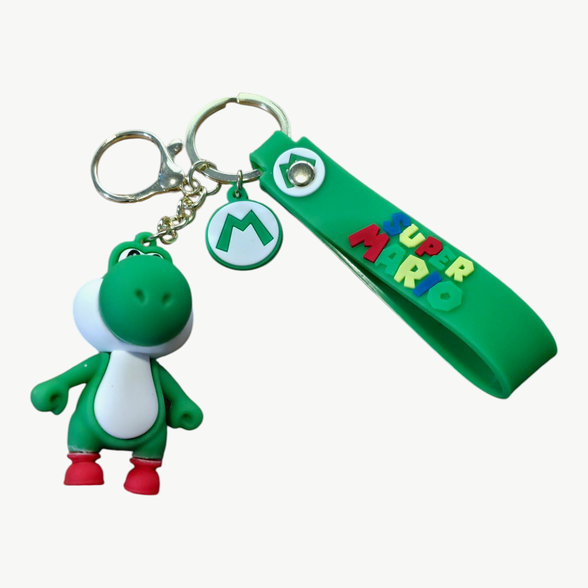Yoshi 3D Rubber Keychain with Vibrant Green Strap and Pendant