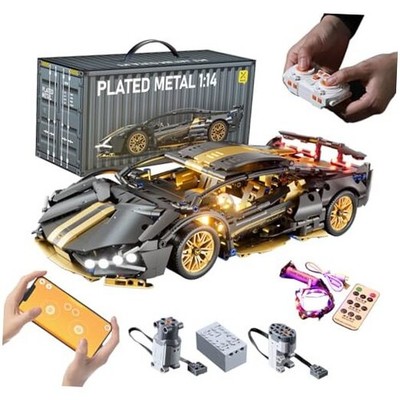 Sport Race Car Building Block Sets for Adults Boys,1:14 Technical RC with LED