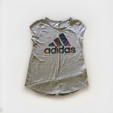 Gray Adidas Kids Shirt Size M 10-12 Short Sleeve Athletic