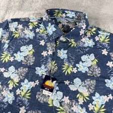 Johnnie O Polo Shirt Mens XL Blue Floral Hawaiian Prep Formance UPF 50 Golf New