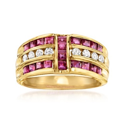 Vint Ruby & Diamond Rng in 18k Gold Size 6