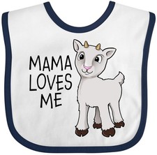 Inktastic Mama Loves Me- Cute Goat Baby Bib Goats Mom Mommy Mother Farm Farming