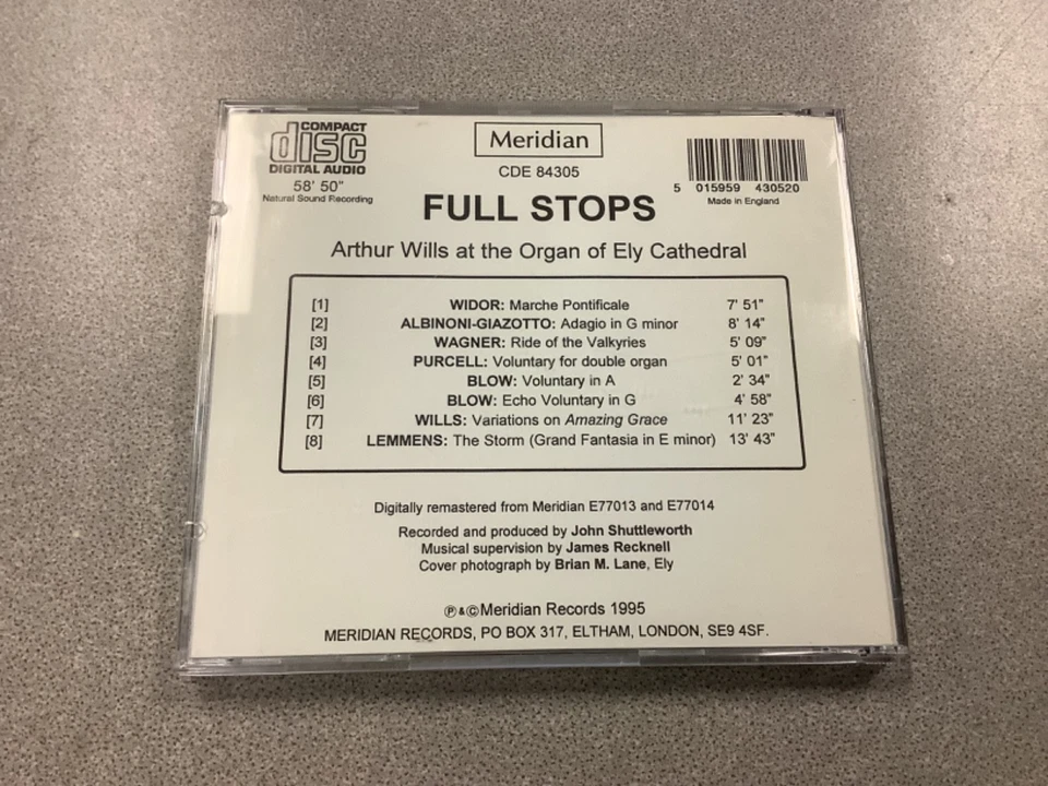 FULL STOPS Arthur Wills - Organ of Ely Cathedral MERIDIAN CD Widor VALKYRIES - Image 2 of 4