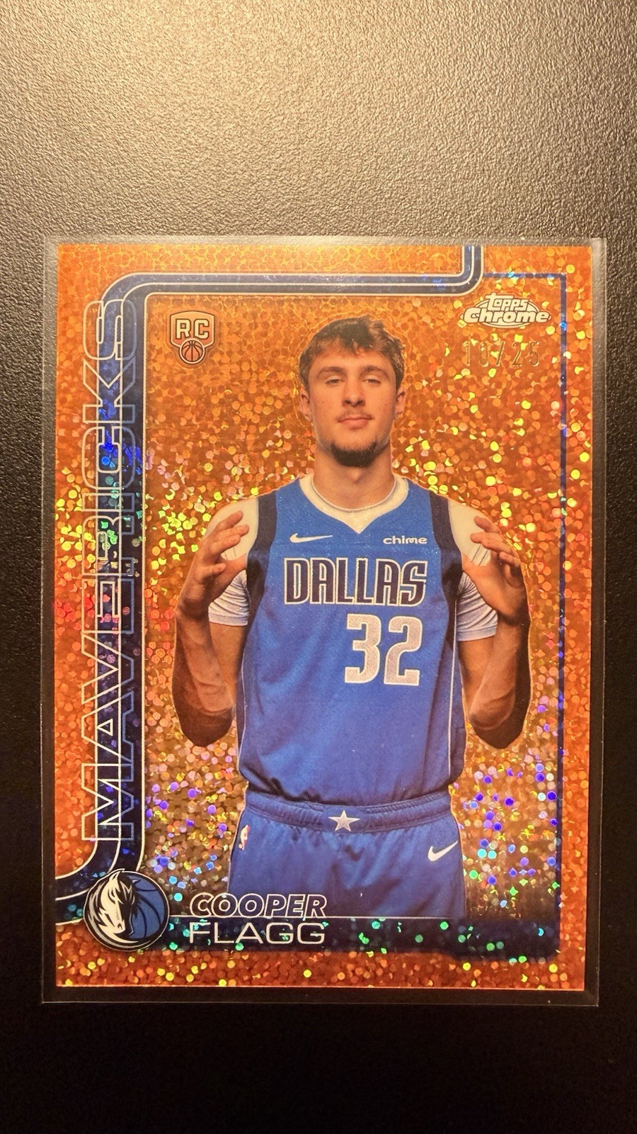 2025-26 Topps Chrome Cooper Flagg #251 Orange Speckle Image Variation 10/25 (RC)