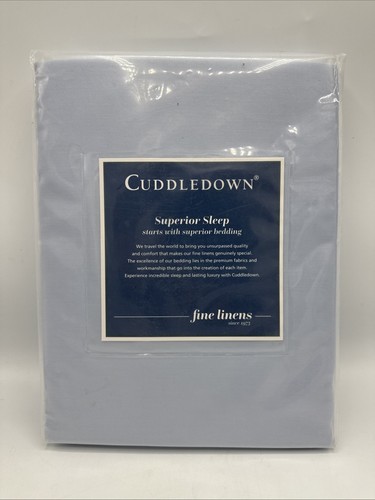 Cuddledown Twin 400TC Solid Sateen Duvet Cover Azure Blue 68”x86” NEW - Picture 2 of 3