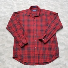 Pendleton Flannel Shirt Men Medium Red Plaid Sir Pendelton Long Sleeve Wool