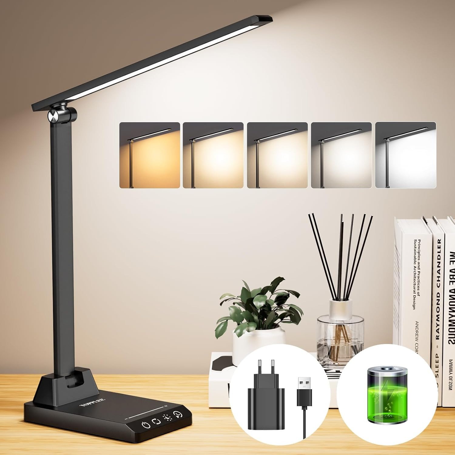 Lampada Da Tavolo, Lampada Da Scrivania Con 2500Mah Batteria, Lampada Da Tavolo 