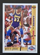 1991 Upper Deck #34 Magic vs Jordan Lakers vs Bulls Magic Johnson Michael Jordan