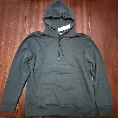 NWT TOPMAN Mens Forrest Green Solid Blank Hoodie SIZE : Medium 