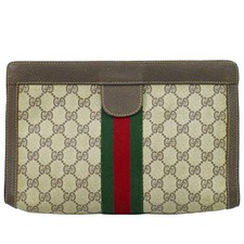 GUCCI Sherry GG Superme Canvas Clutch Bag Beige