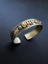Ohm Mantra Om mane Padme hum Bracelet Nepalese cuff beautiful Filigree  WMB010
