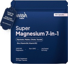 Wish Fusion Magnesium Glycinate 7 in 1 2400mg Supplement for Stress Sleep Heart 0.80 per thousand milligrams