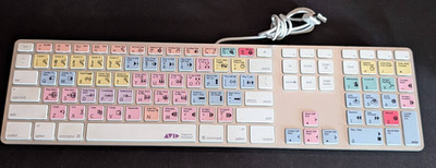 Apple A1243 USB Aluminum Keyboard Pro Tools Shortcut Keys Numeric Keypad