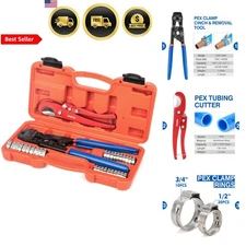 PEX Clamp Tool Kit PEX Ring Crimping & Removal 33pc for 3/8  1/2  3/4  1 inch...