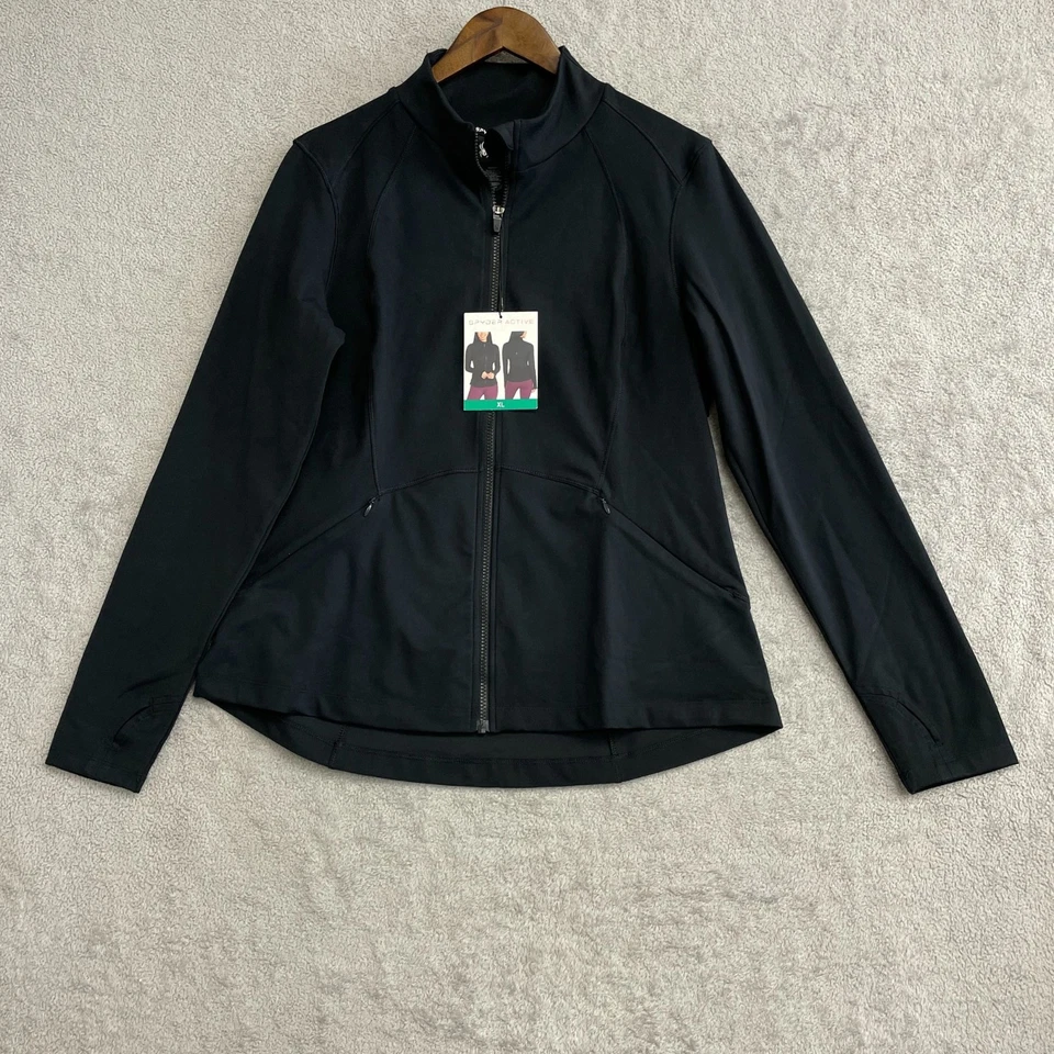 NUEVA Chaqueta de Yoga Spyder Active Para Mujer XL Negra Cremallera Completa Elastizada Ligera Foto 4 de 4