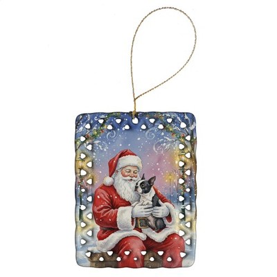Caroline's Treasures Boston Terrier Santa Claus Porcelain Ornament FNT1013CO2