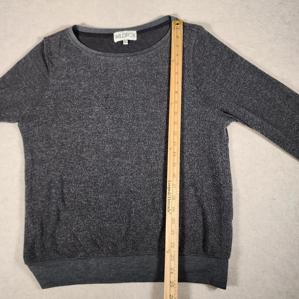 Sudadera Pullover Wildfox Para Mujer Gris Manga Larga Suave Cuello Redondo Talla M Foto 4 de 4