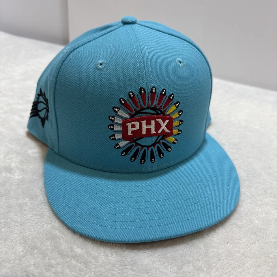 Para hombres Phoenix Suns 2022/23 Edición City Logo Alterno Ajustado Nativo 7 3/4 Verde azulado Foto 2 de 4