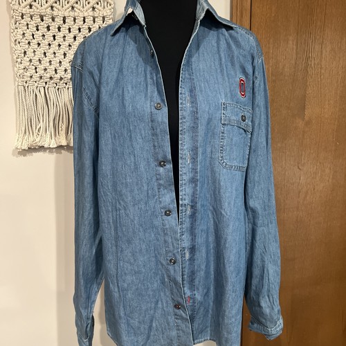 CAMPUS CLASSICS Ohio State University Block O Embroidered Denim Shirt Mens Med