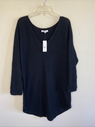 New York & Company Black Lightweight Knit Vneck Sweater Womens Large NEW NWT