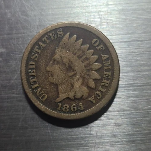 1864 Bronze Indian Head Cent Penny Very Good Detail Nice Coin Key Date