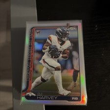 2025 Topps Chrome NFL Rj Harvey Refractor Rc Chrome Silver Holo Parralel