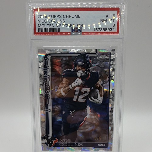 2025 Topps Chrome Nico Collins Molten Mercury FDI 6/6 PSA 8 Texans