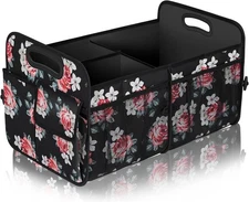 Femuar Car Trunk Organizer,Car Storage Organizer with 72L Large Large, flower 