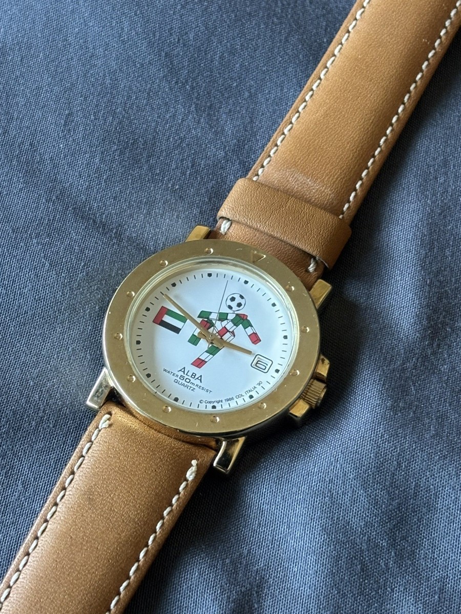 RARE Vintage ALBA Seiko Watch Italia 90 FIFA World Cup Soccer UAE
