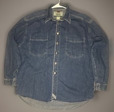 Vintage Levi's Green Tab Blue Denim Cotton Long Sleeve Button-Up Shirt, Size L