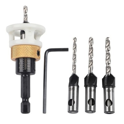 Countersink Drill Bit Set 4pcs with Hex Shank and Accurate Depth Control