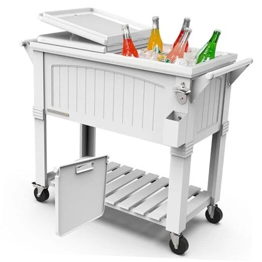 Party Cooler with Divider, Spacious 80-Qt Capacity, 80-Qt with Divider White