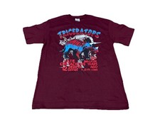 Vintage Y2K Dinosaur Triceratops Shirt Youth Size Large Jurassic Animal Maroon