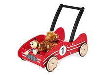 Chariot De Marche En Bois Kimi Rouge Trotteur Enfants Motricité Eveil