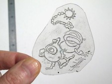 vtg 1960s 70s Tattoo acetate stencil Pop Culture Two Rick Griffin Eyeballs MX