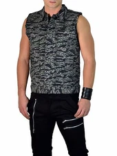 KILL CITY LIP SERVICE ARMY MILITARY BIKER MOTO ROCKER CAMO GOTHIC JACKET VEST