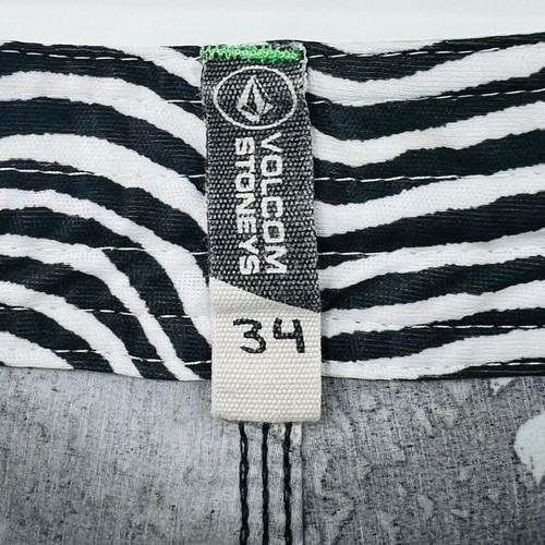 Volcom Black Green Swim Shorts Stoneys Beach Board Trunks True Mid Length Sz 34 - Picture 4 of 5