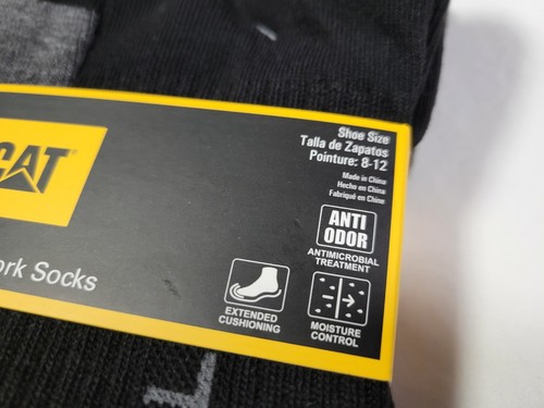 Caterpillar Mens Crew Socks Mid-Weight Boot Cushion Gray Camo 6 Prs SZ 8-12 - Picture 5 of 9