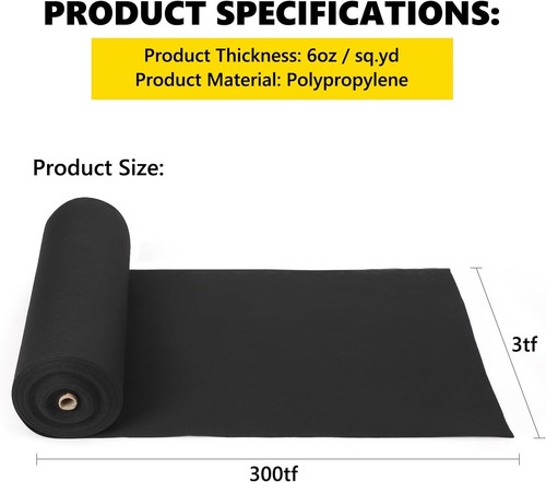 3/4/6ft x 50/100/300ft&6oz Non Woven Geotextile Landscape Fabric for Yards - Picture 2 of 18