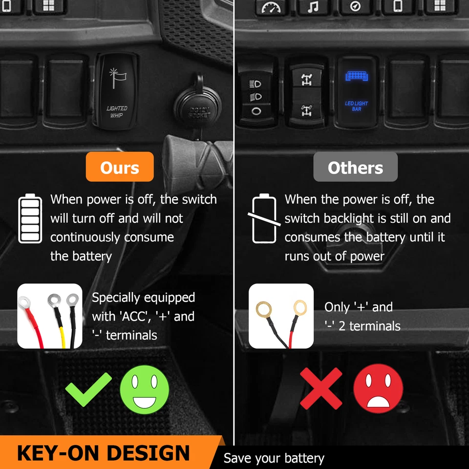 Par de luces de látigo RGB de 4 pies + cable de luz de látigo con llave para Polaris Ranger 570 800 XP900 Foto 3 de 4