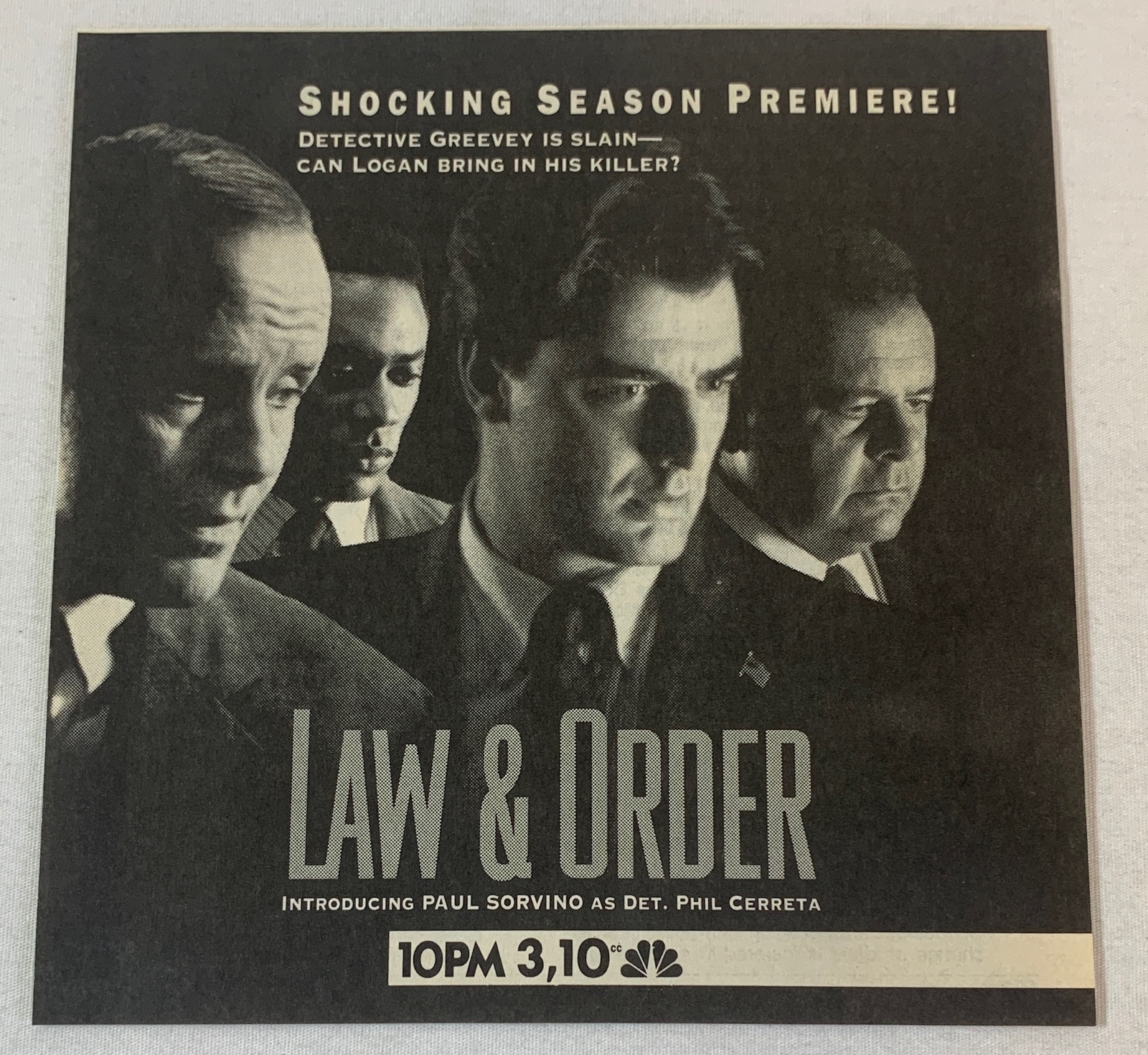 1991 NBC Law & Order ad featuring Detective Greevey's tragic death