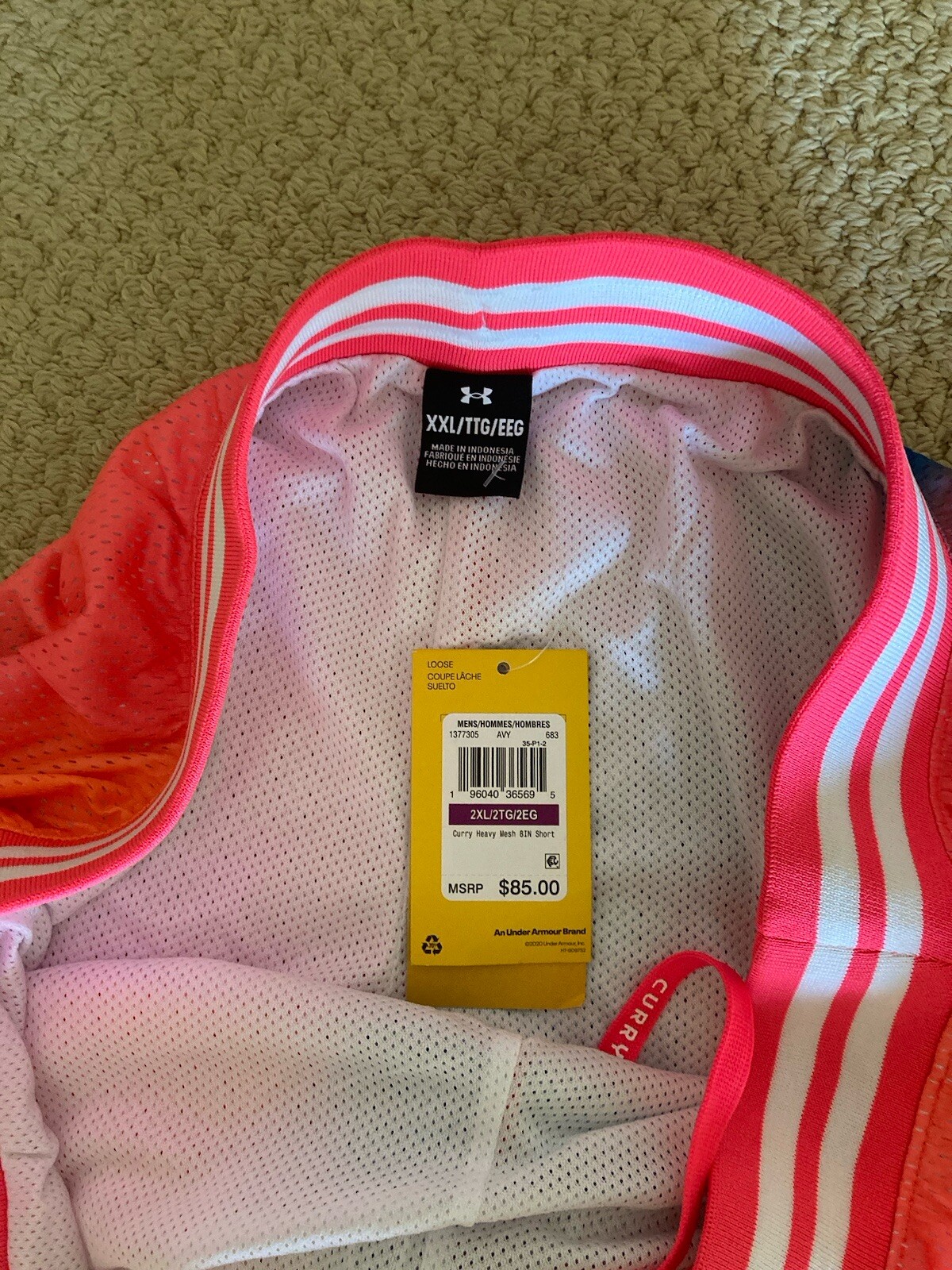 Steph Curry Heavyweight Mesh Basketball Shorts Men’s Sz 2XL Under Armour 8” $85 thumbnail 3